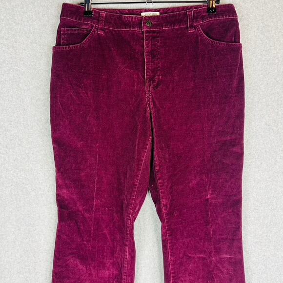 St.John's Bay Womans 14 Corduroy Pants Bootcut Maroon Pockets High Rise - Picture 4 of 8